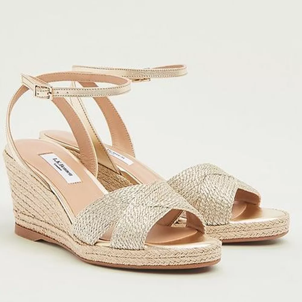 L.K. Bennett Santana Gold Lurex Rope Wedges